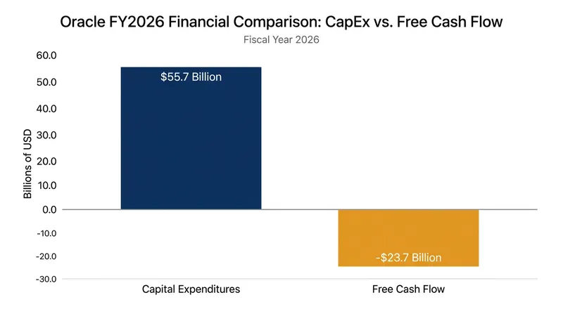The sheer scale of data center construction drove Oracle's free cash flow into negative territory for the fiscal year.