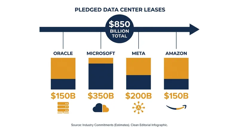The broader technology sector has committed hundreds of billions to future data center leases, sparking an infrastructure arms race.