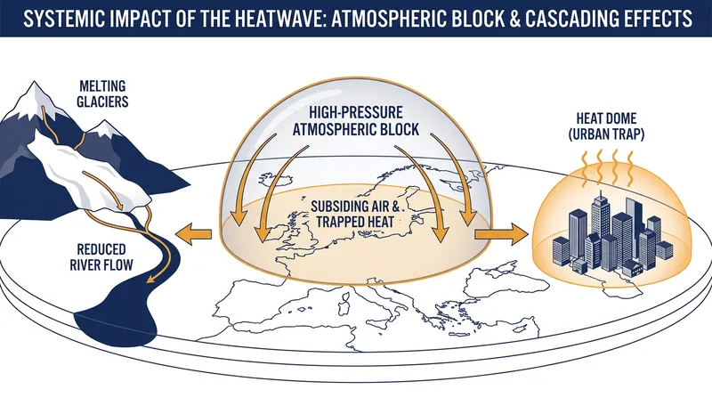 The same atmospheric blocking pattern that caused urban mass casualties also devastated the high-altitude water reservoirs.