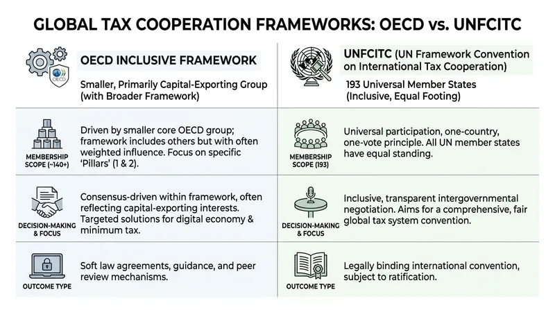 The UNFCITC aims to replace the OECD's closed-door negotiations with a universal, one-country-one-vote system.