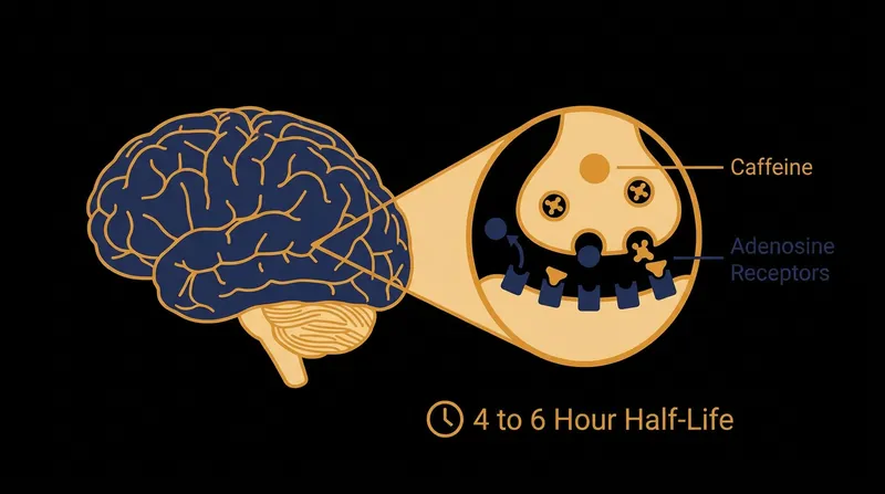 Caffeine wards off drowsiness by blocking adenosine receptors in the brain, with effects that can last well into the night.