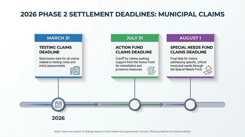 Municipalities must meet strict 2026 filing deadlines to claim their share of the remaining settlement funds.