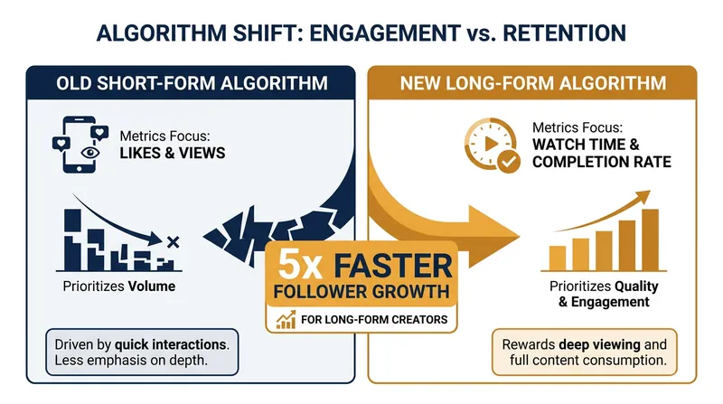 The new algorithmic hierarchy prioritizes viewer satisfaction and session duration over raw engagement spikes.