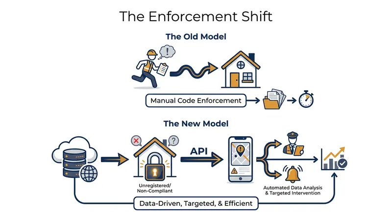 Platform-level enforcement shifts the burden of compliance from city inspectors to the booking websites themselves.