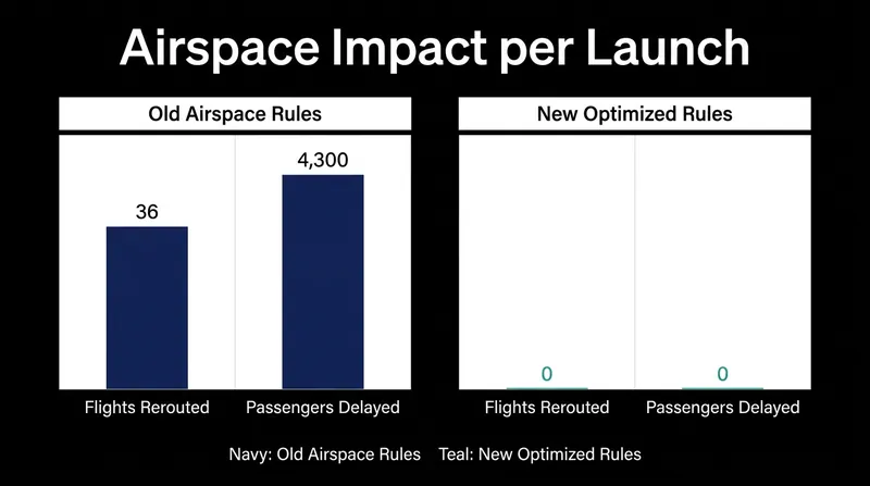 The FAA's redesigned Temporary Flight Restrictions have virtually eliminated commercial airline delays during typical Florida rocket launches.