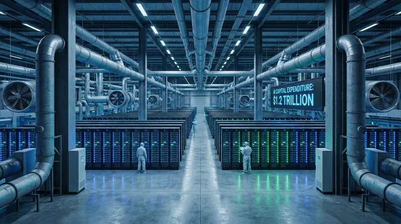 The physical manifestation of the AI bubble: Data centers require massive upfront capital expenditure and energy infrastructure.