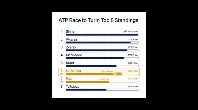 Current ATP Race to Turin Standings (Top 8 qualify for the year-end championships).