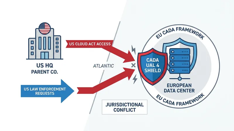 The US CLOUD Act allows American authorities to compel data access globally, creating an irreconcilable conflict with CADA's top sovereignty tiers.