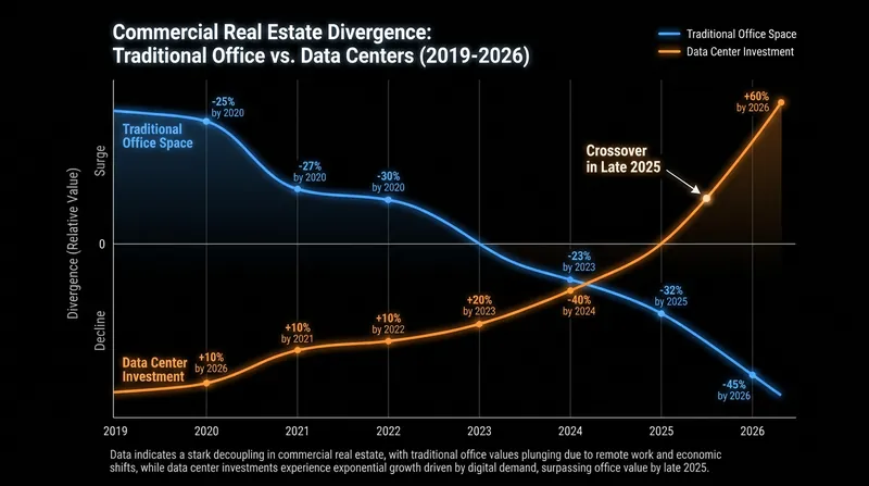 The trajectory of private office construction spending over the past five years.