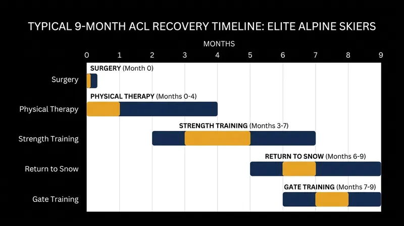 The grueling nine-month timeline required to return to elite alpine speed racing.
