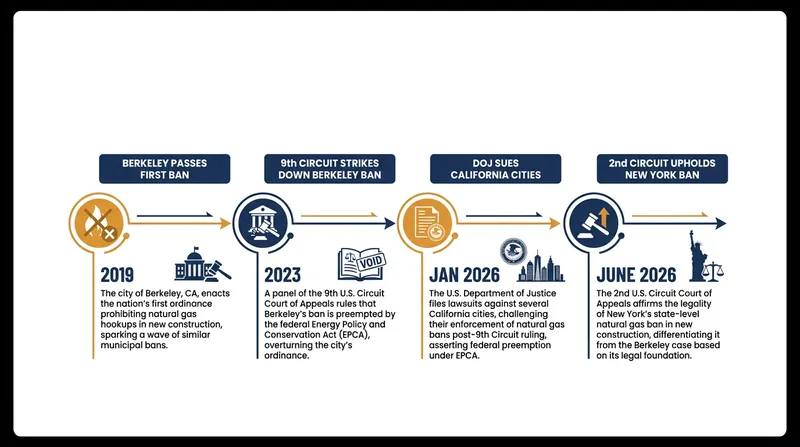 The legal battle over local building electrification mandates has rapidly escalated since 2019.