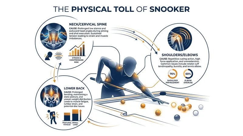 The repetitive physical demands of snooker often result in chronic issues for veteran players.