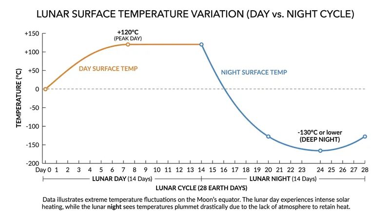 The extreme temperature swings of the lunar day-night cycle make solar-powered exploration incredibly difficult.