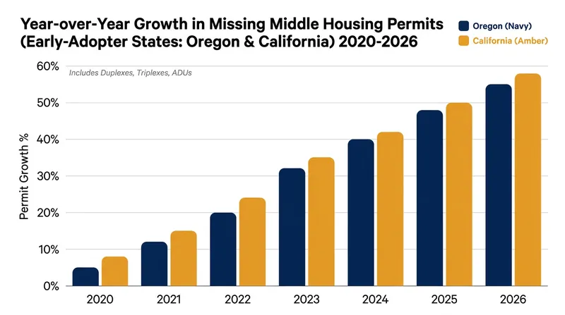 Permits for multi-unit residential projects on single-family lots have steadily increased in states with zoning reform.