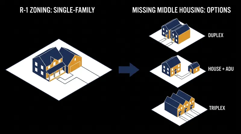 How "Missing Middle" legislation expands the allowable uses of a standard residential lot.