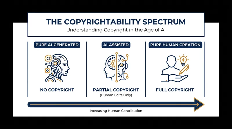 The U.S. Copyright Office distinguishes between works generated autonomously by machines and those featuring meaningful human intervention.