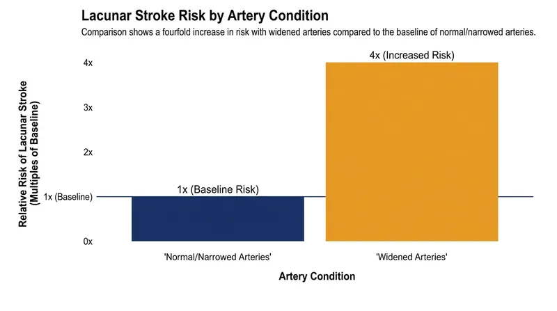 Patients whose deep brain arteries exhibited abnormal widening were more than four times as likely to suffer a lacunar stroke.