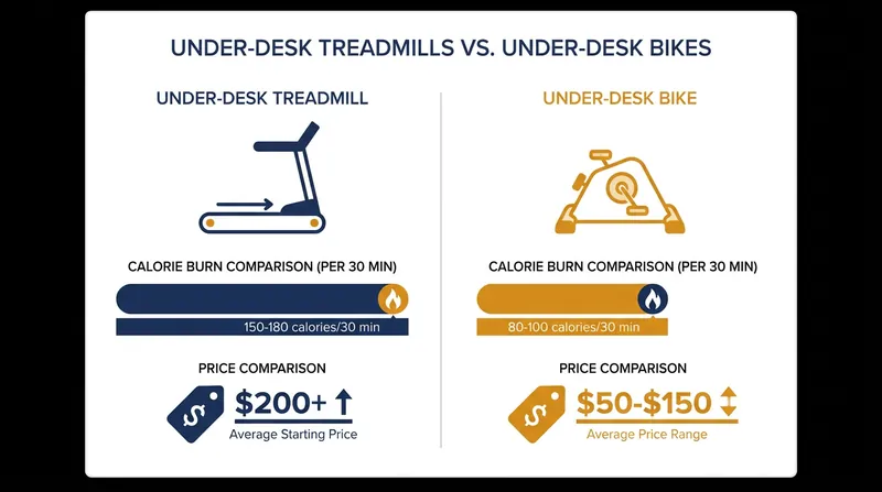 Treadmills offer higher energy expenditure, while seated pedaling provides a more budget-friendly, low-impact option.