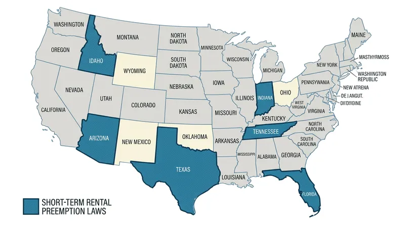 A growing bloc of US states has passed preemption laws preventing local cities from banning short-term rentals.