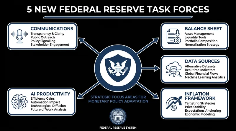 Chair Warsh has launched five task forces to overhaul the central bank's operations.