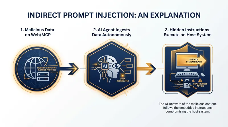 Unlike traditional exploits, indirect prompt injection uses the AI agent itself as a confused deputy to execute hidden commands.
