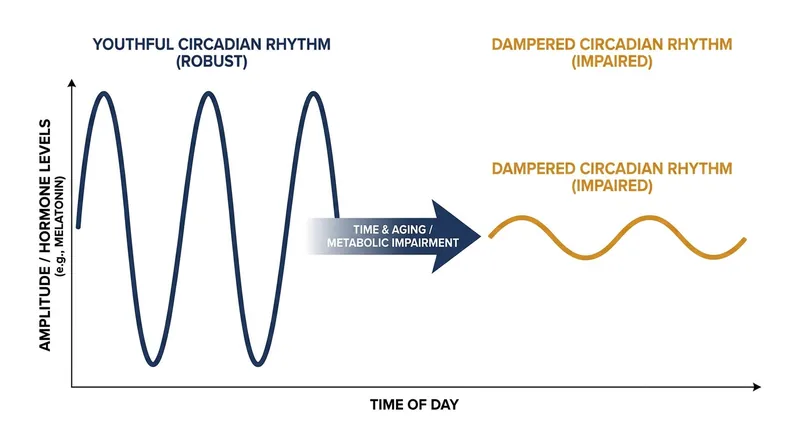 As the body ages, the amplitude of cellular circadian rhythms flattens, impairing the stem cells' ability to mount a rapid immune response.
