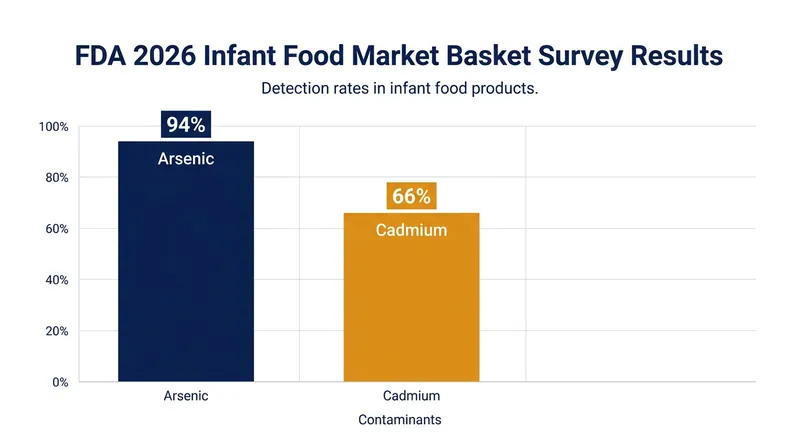 The FDA's 2026 market basket survey found trace heavy metals in the vast majority of tested infant formulas.