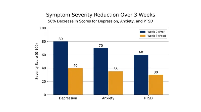 Participants experienced a halving of core symptom severity after 15 daily ultrasound sessions.