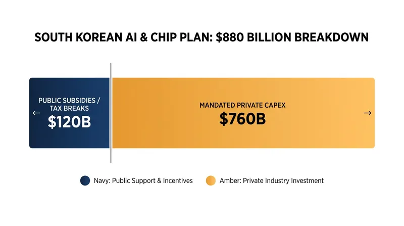 While headlined as an $880 billion initiative, the vast majority of the funding relies on mandated capital expenditures from private firms.