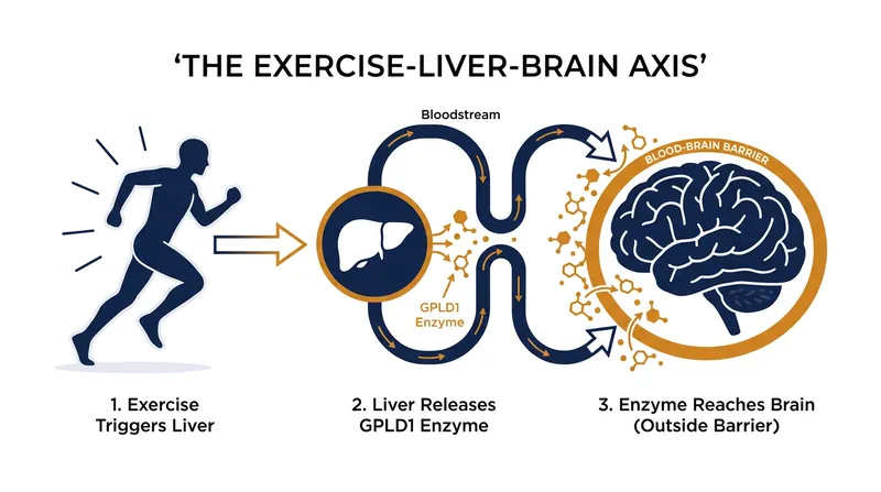 The newly mapped pathway shows how physical exertion sends systemic repair signals to the brain.