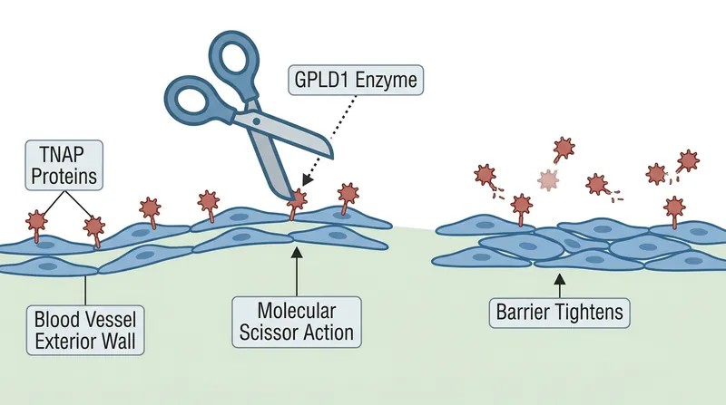 The GPLD1 enzyme acts as molecular scissors, pruning away the proteins that cause the blood-brain barrier to leak.
