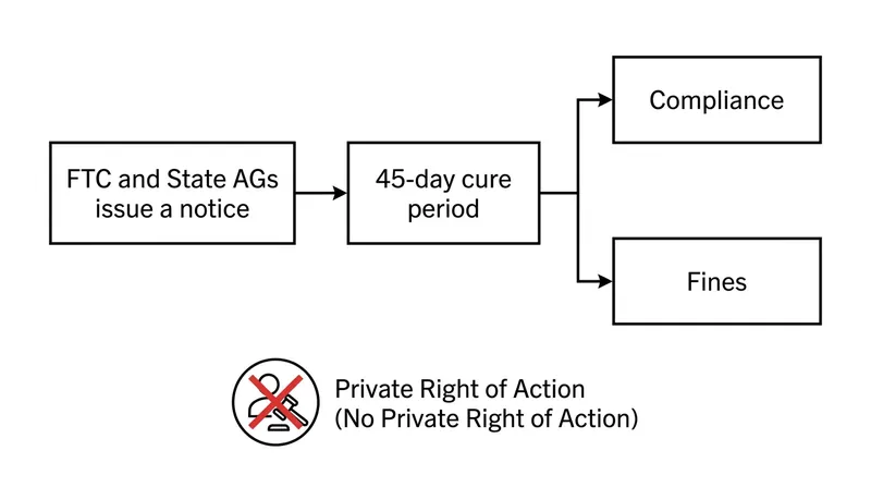 The controversial enforcement pipeline relies exclusively on federal and state regulators.