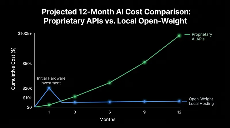 For high-volume enterprise users, hosting an open-weight model can drastically reduce software costs compared to paying per-token API fees.