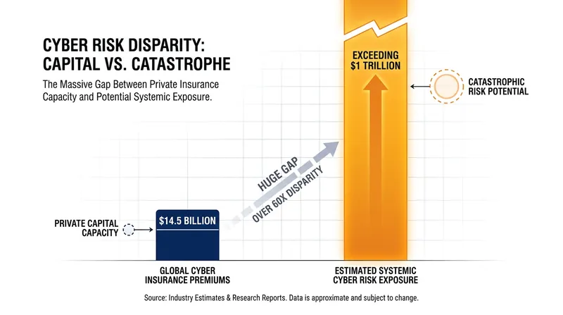The private insurance market lacks the capital reserves to independently absorb a true systemic cyber catastrophe.