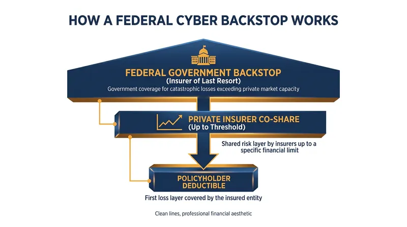 Modeled after post-9/11 terrorism insurance, a federal backstop would cap private losses to prevent market collapse.
