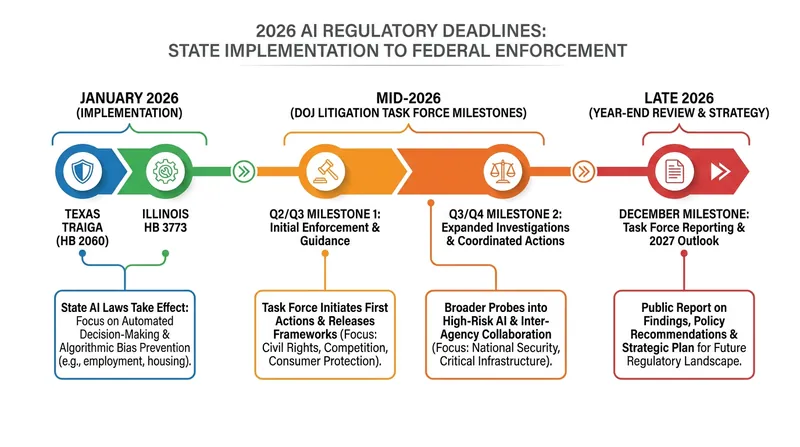 Critical deadlines for state AI laws and federal preemption efforts in 2026.