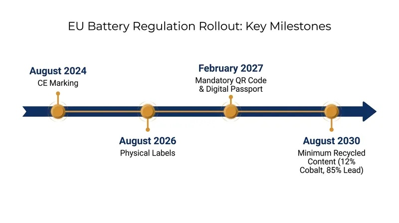 The phased rollout of the EU Battery Regulation culminates in the 2027 digital passport mandate.