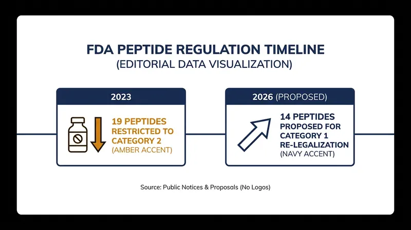 The regulatory timeline of regenerative peptides in the United States.