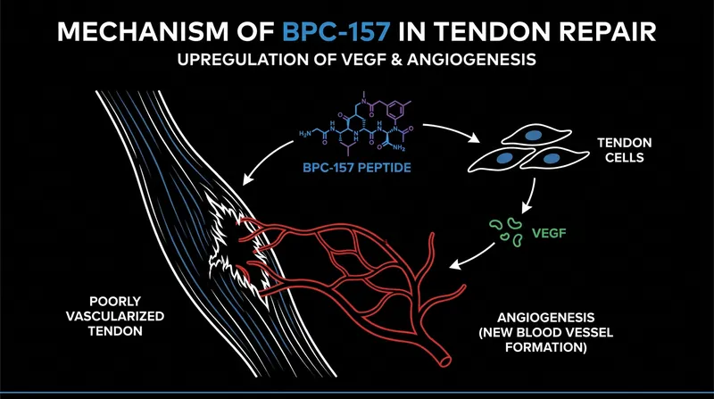 How BPC-157 is believed to accelerate healing by promoting new blood vessel growth in avascular tissue.