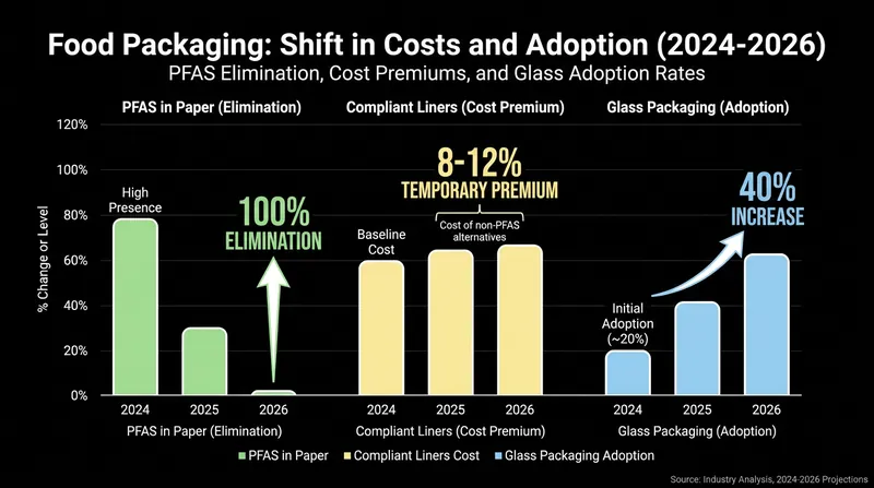 The transition to non-toxic packaging has driven a surge in glass adoption and a temporary premium on advanced liners.