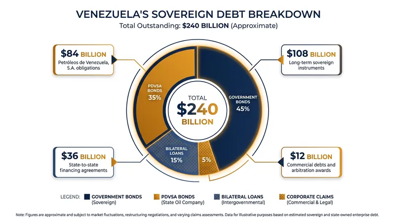 Venezuela's $240 billion debt pile is highly fragmented across multiple creditor classes.