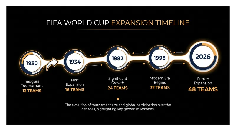 The steady growth of the World Cup field over nearly a century.