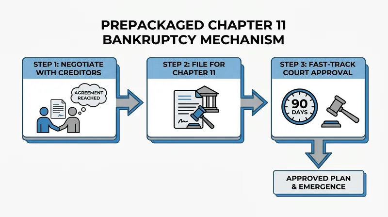 A prepackaged bankruptcy allows a company to secure creditor support before filing, resulting in a much faster restructuring process.