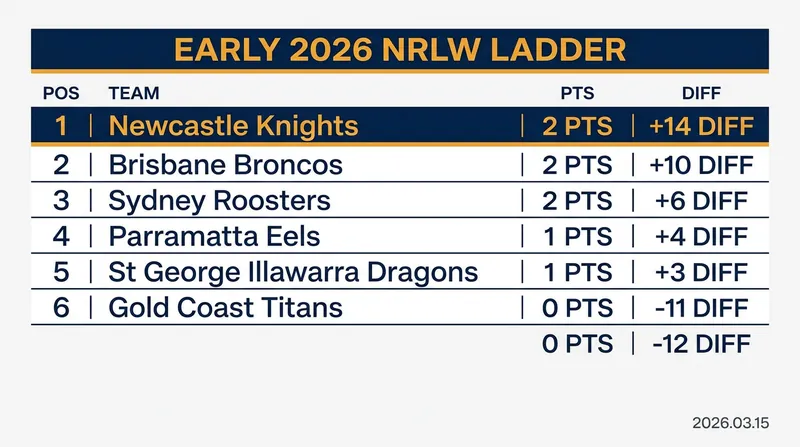 The Newcastle Knights set the early benchmark with a +14 points differential.