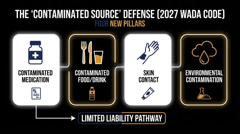 The 2027 Code explicitly outlines four pathways for athletes to prove inadvertent exposure.