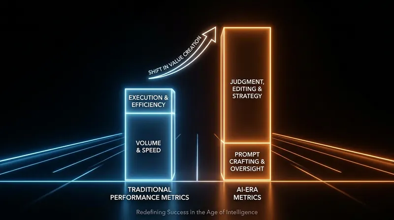 Performance evaluation is shifting away from raw output volume toward critical thinking and strategic oversight.