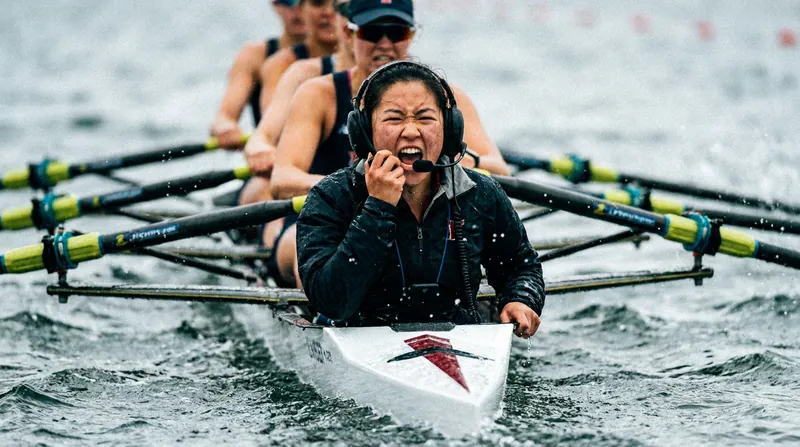 Harvard's coxed four executed a perfectly timed sprint to overhaul Melbourne University.