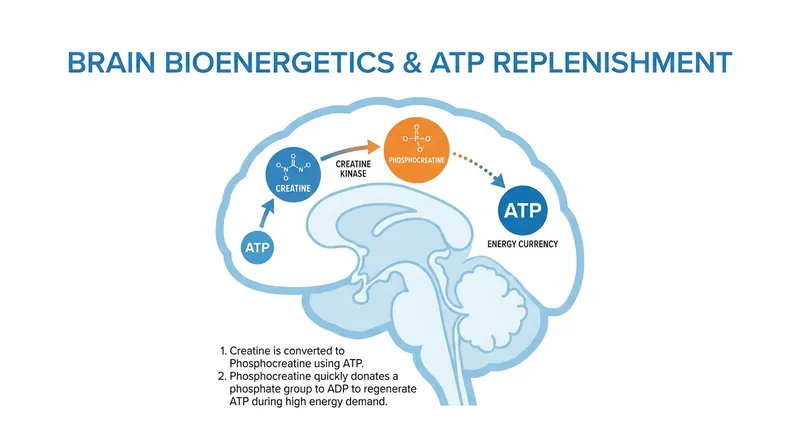 How creatine helps regenerate ATP, the primary energy currency of brain cells.