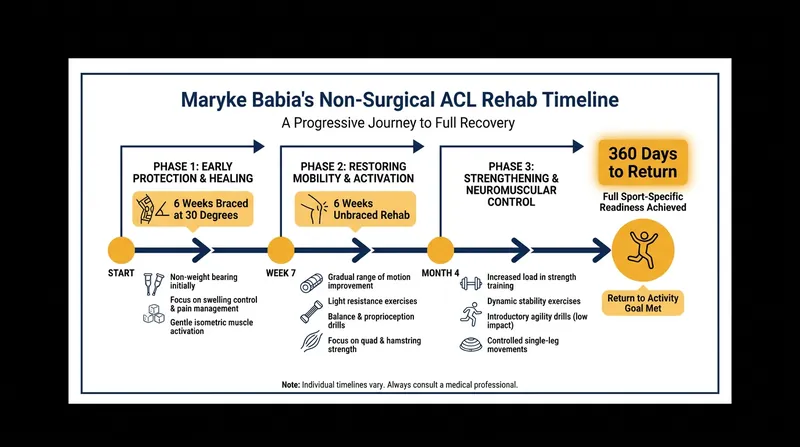 Maryke Babia's groundbreaking non-surgical ACL rehabilitation timeline.