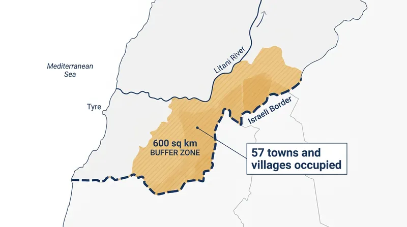 The permanently occupied zone encompasses 57 Lebanese towns and villages.